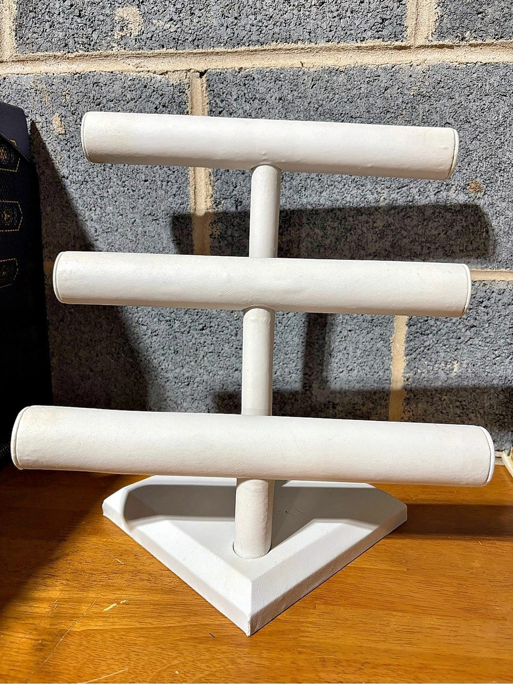 White Faux Leather Bracelet Jewelry Stand